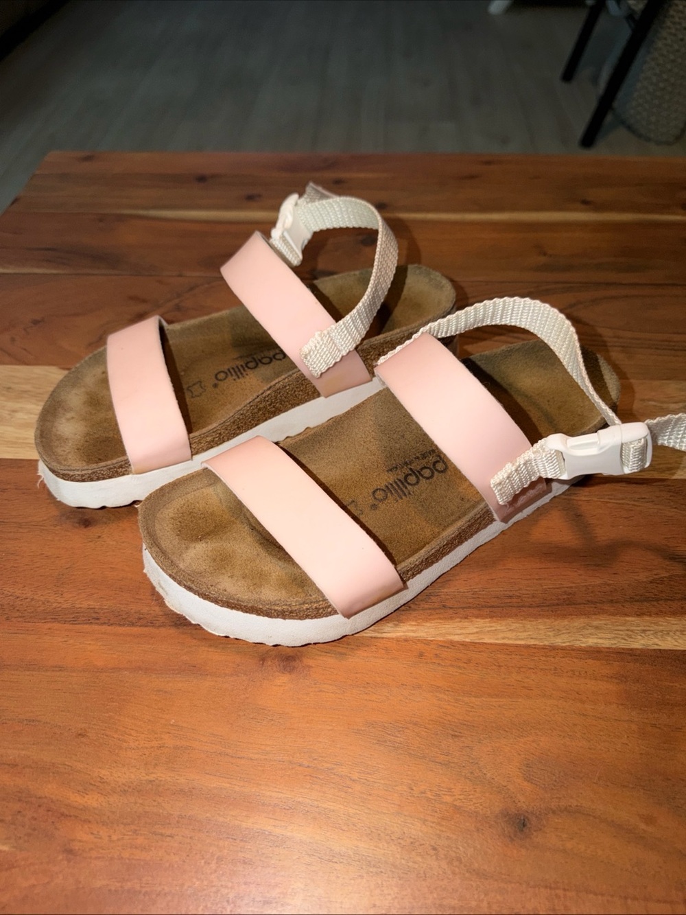 Papillio Blush Pink Dual-Strap Sandals with White Sole